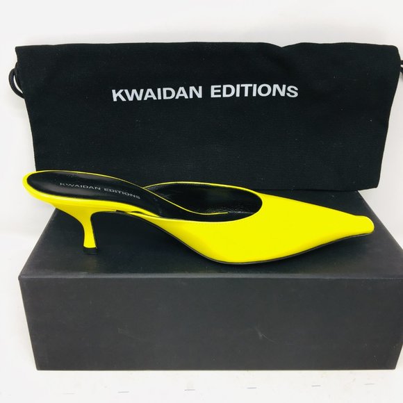 Kwaidan Editions Women’s Yellow Pointed Toe Kitten Heel Mule Shoes Size 8 M - Picture 9 of 14